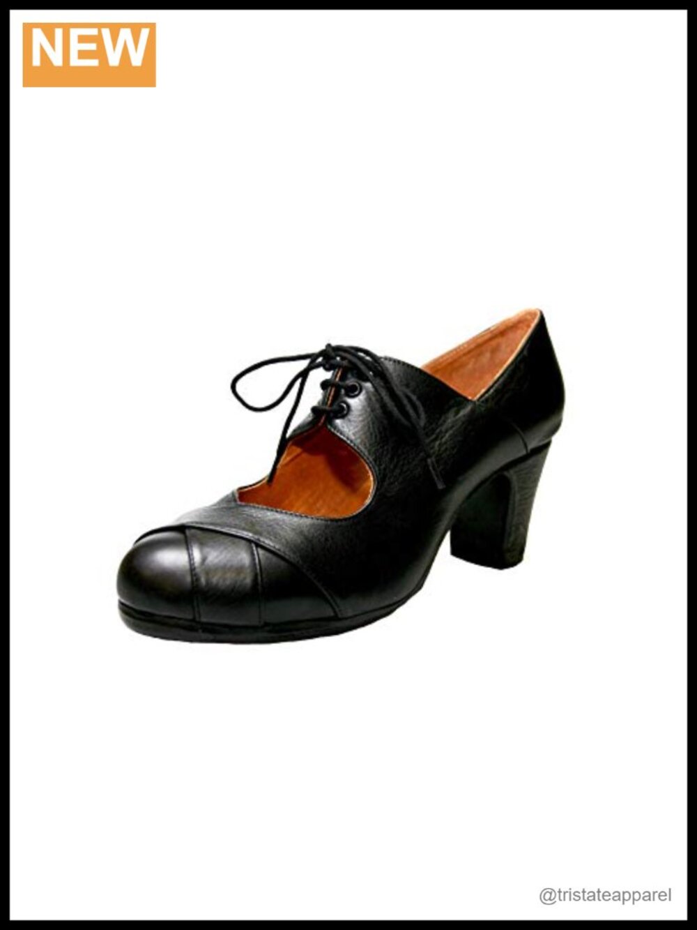 Flamenco Dance Shoes Leather Cone Heel Lace-Up with Nails